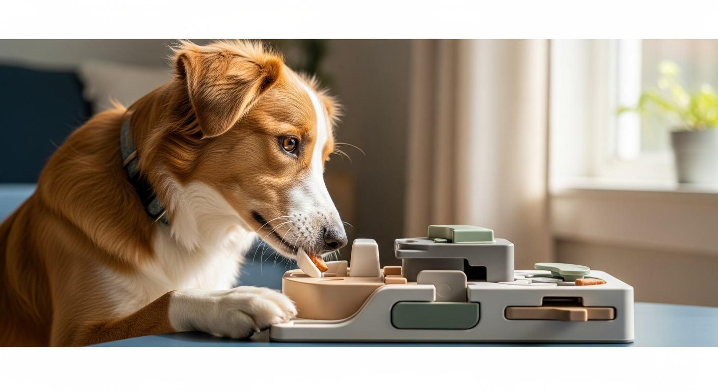 dog playing interactive toy