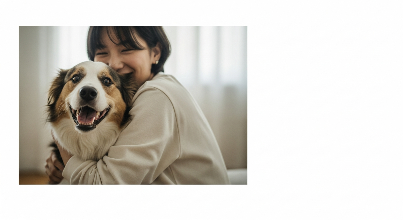 owner hugging happy dog
