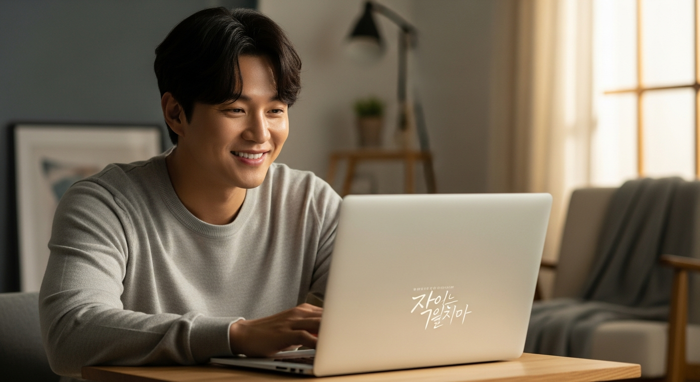 happy person watching korean drama