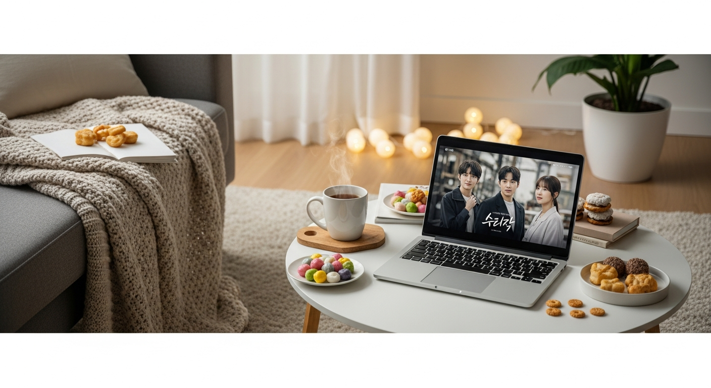 korean drama streaming cozy setup