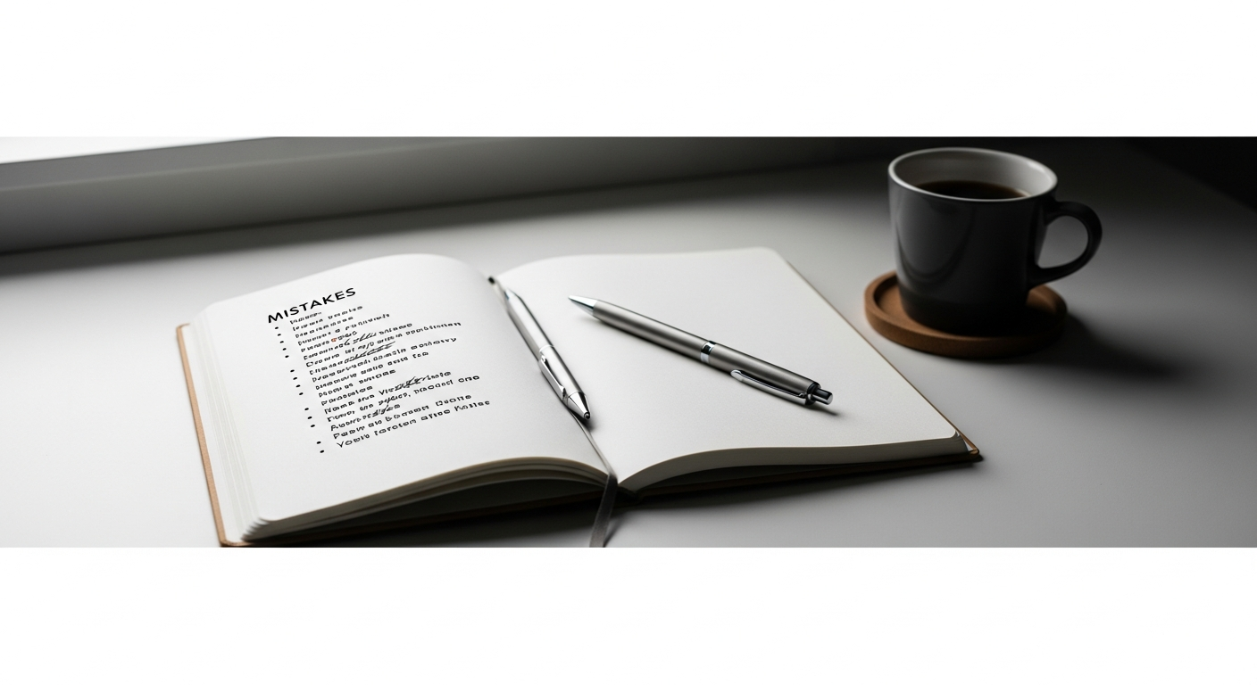 mistakes list notebook pen