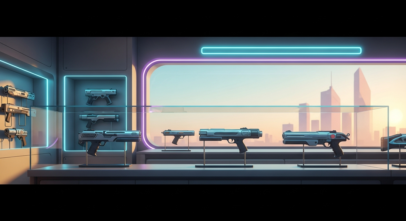 weapons shop neon retro