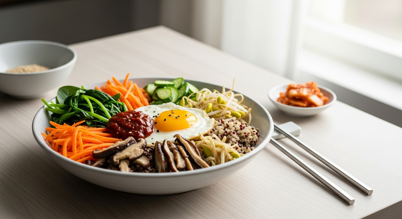 korean bibimbap home plate healthy