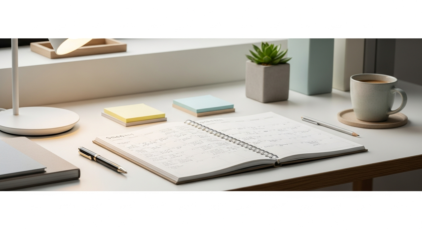 calendar planner organized desk