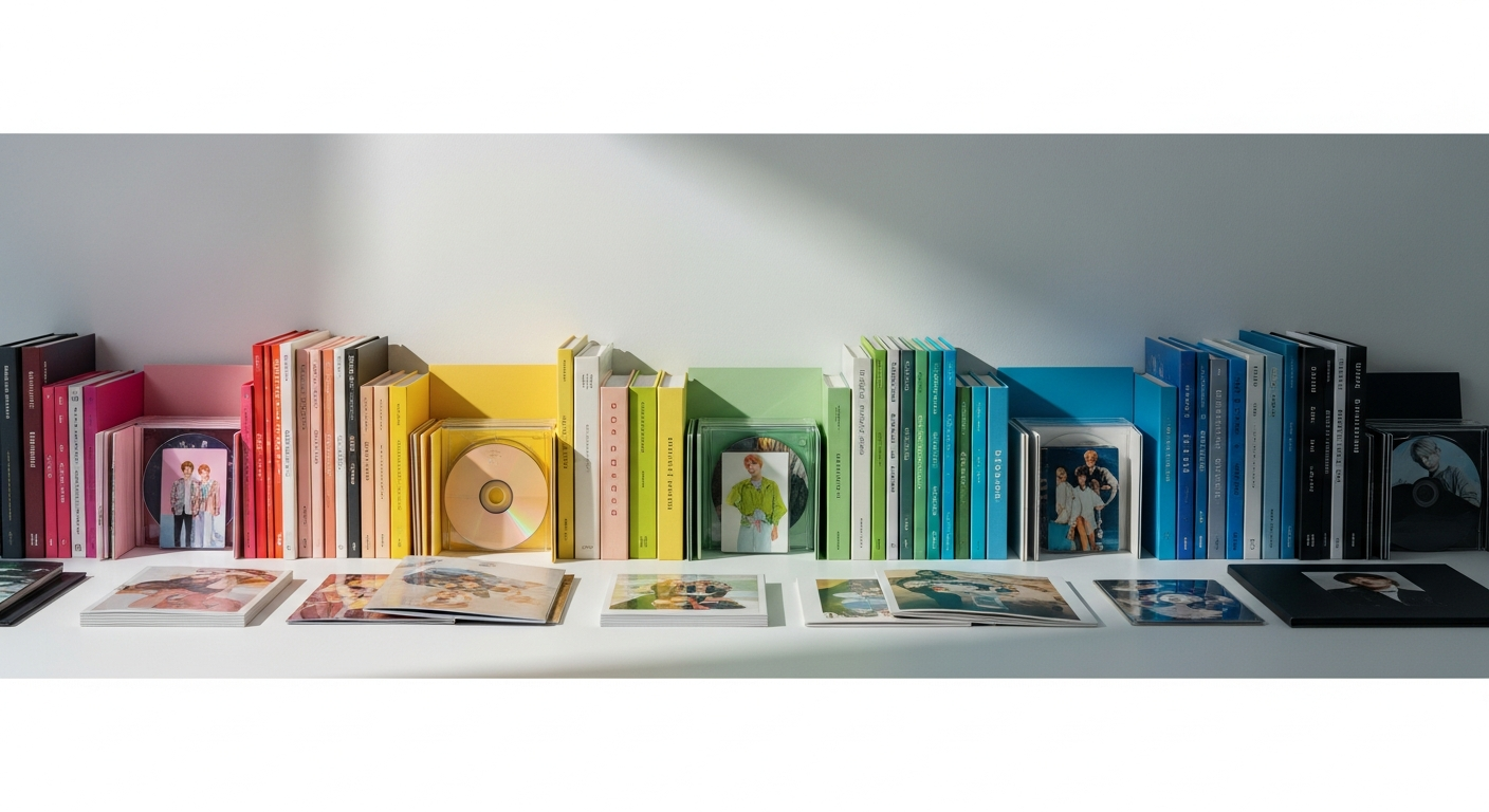 kpop album collection colorful