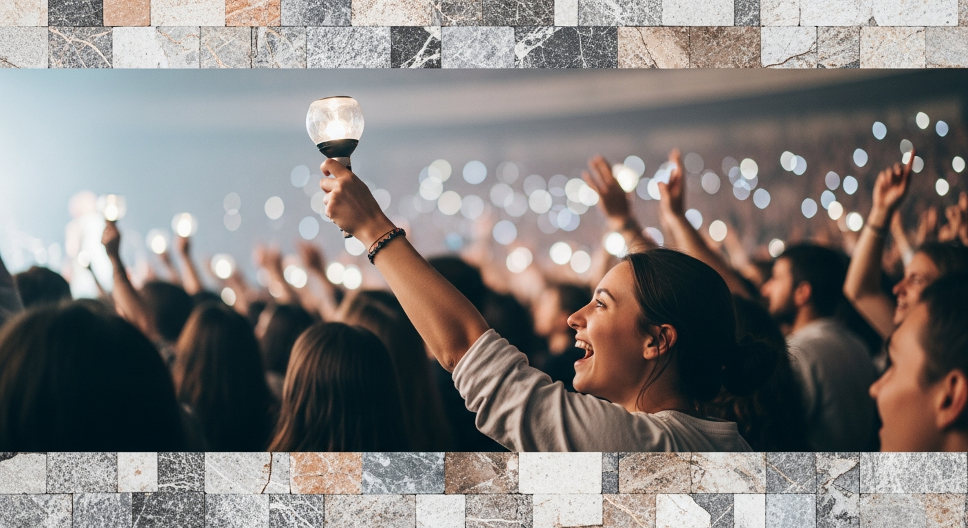 happy fan with lightstick concert