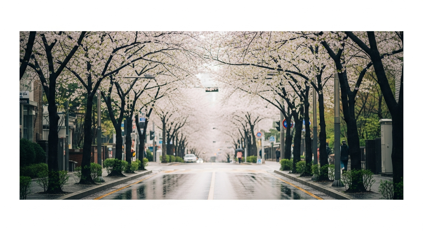 seoul spring street blossom