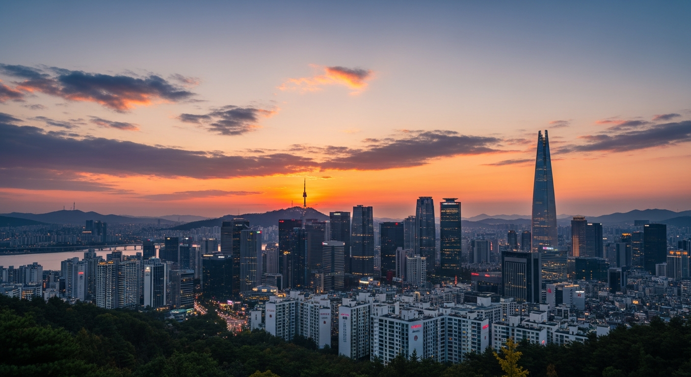seoul skyline sunset