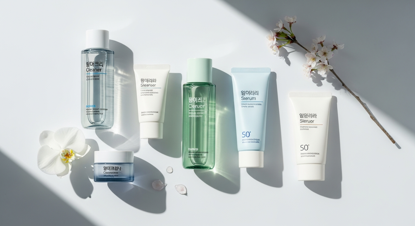 korean skincare routine morning light