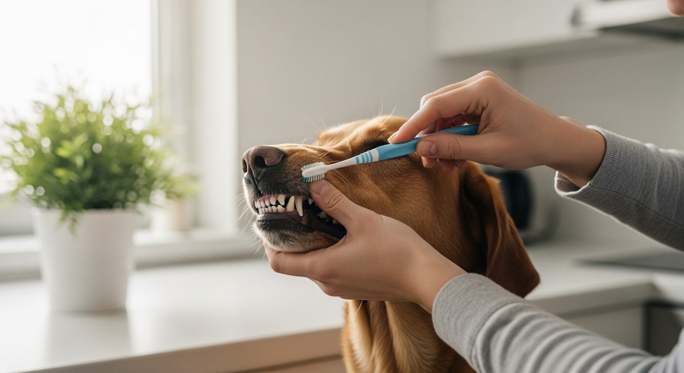 brushing dog teeth at home