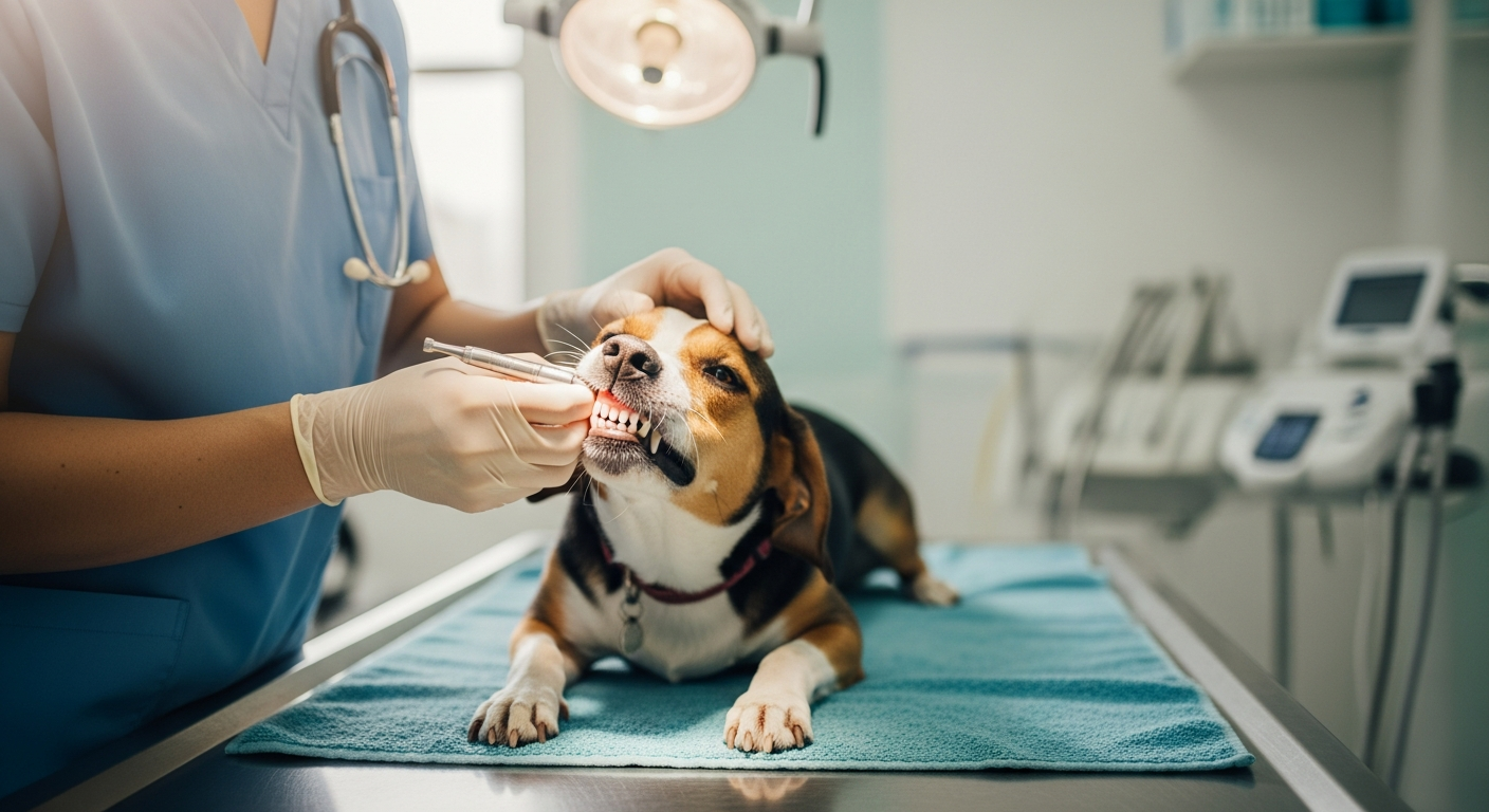 veterinarian dog dental checkup
