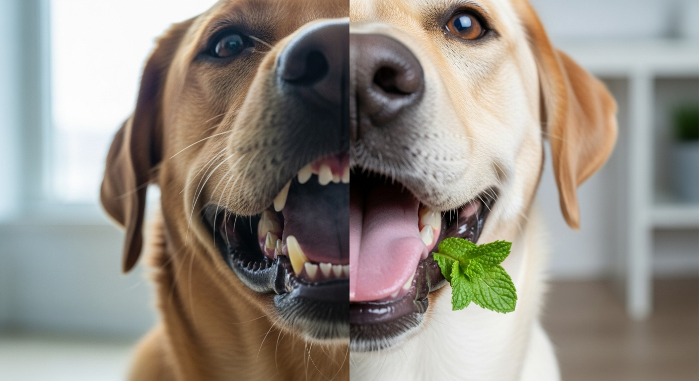 dog bad breath vs fresh breath comparison
