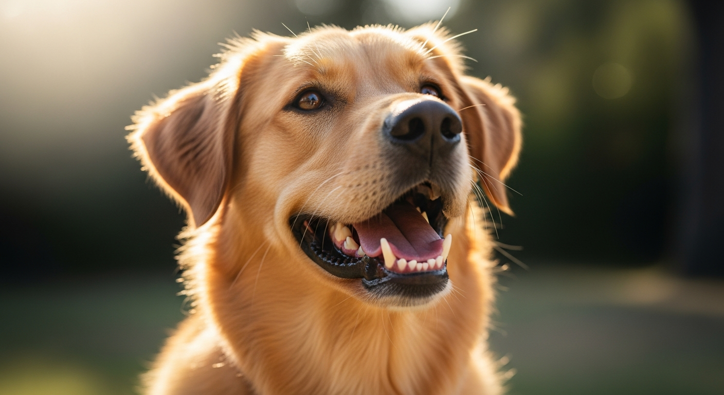 happy dog smiling clean teeth