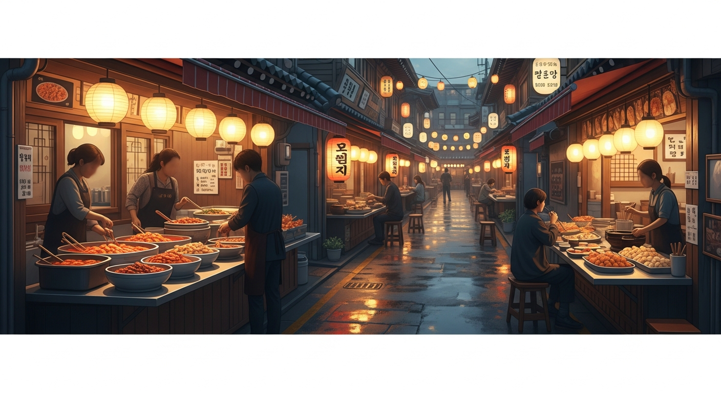 local Korean food alley neighborhood