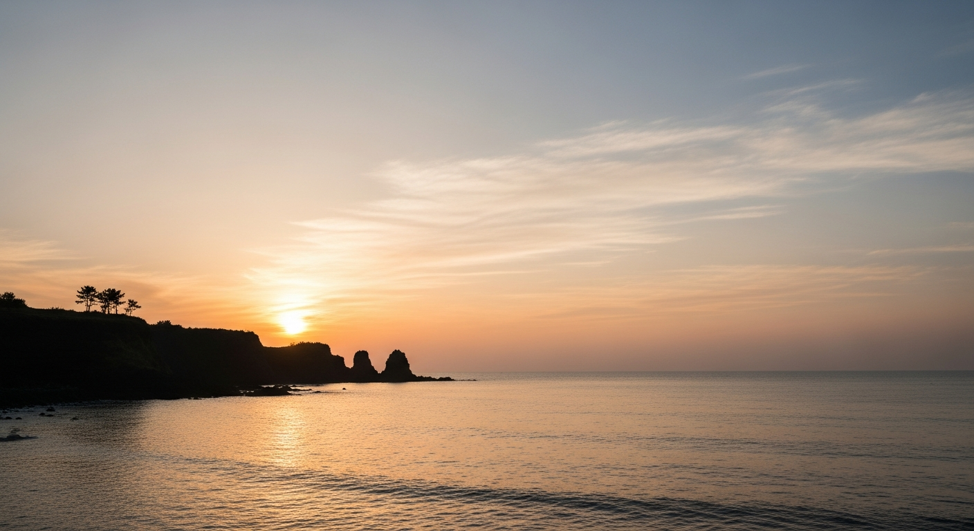 jeju east coast sunset peaceful