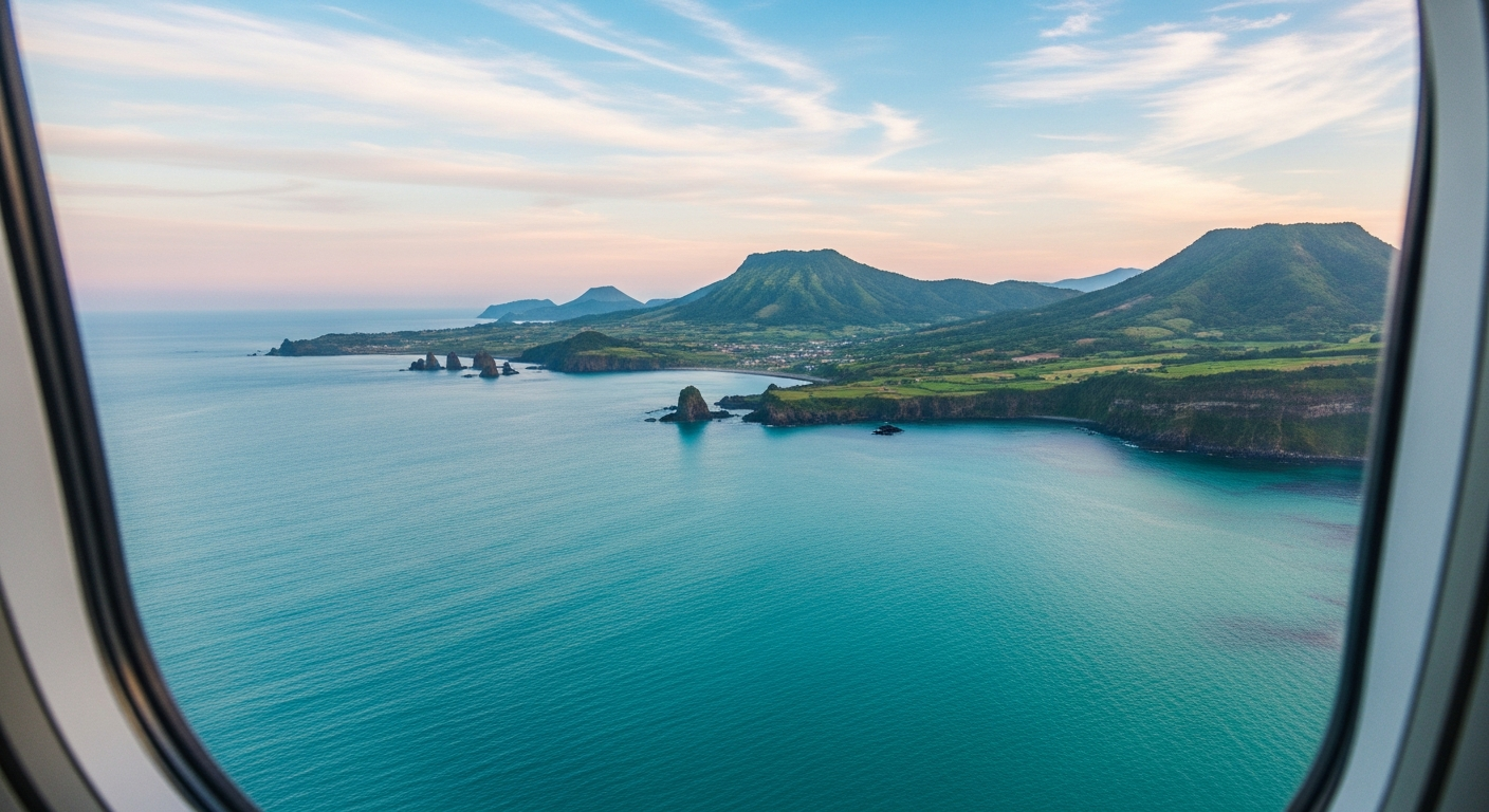 airplane window jeju view