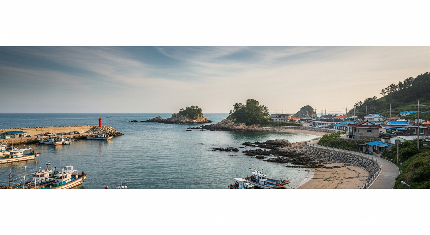 Korean fishing village coastline