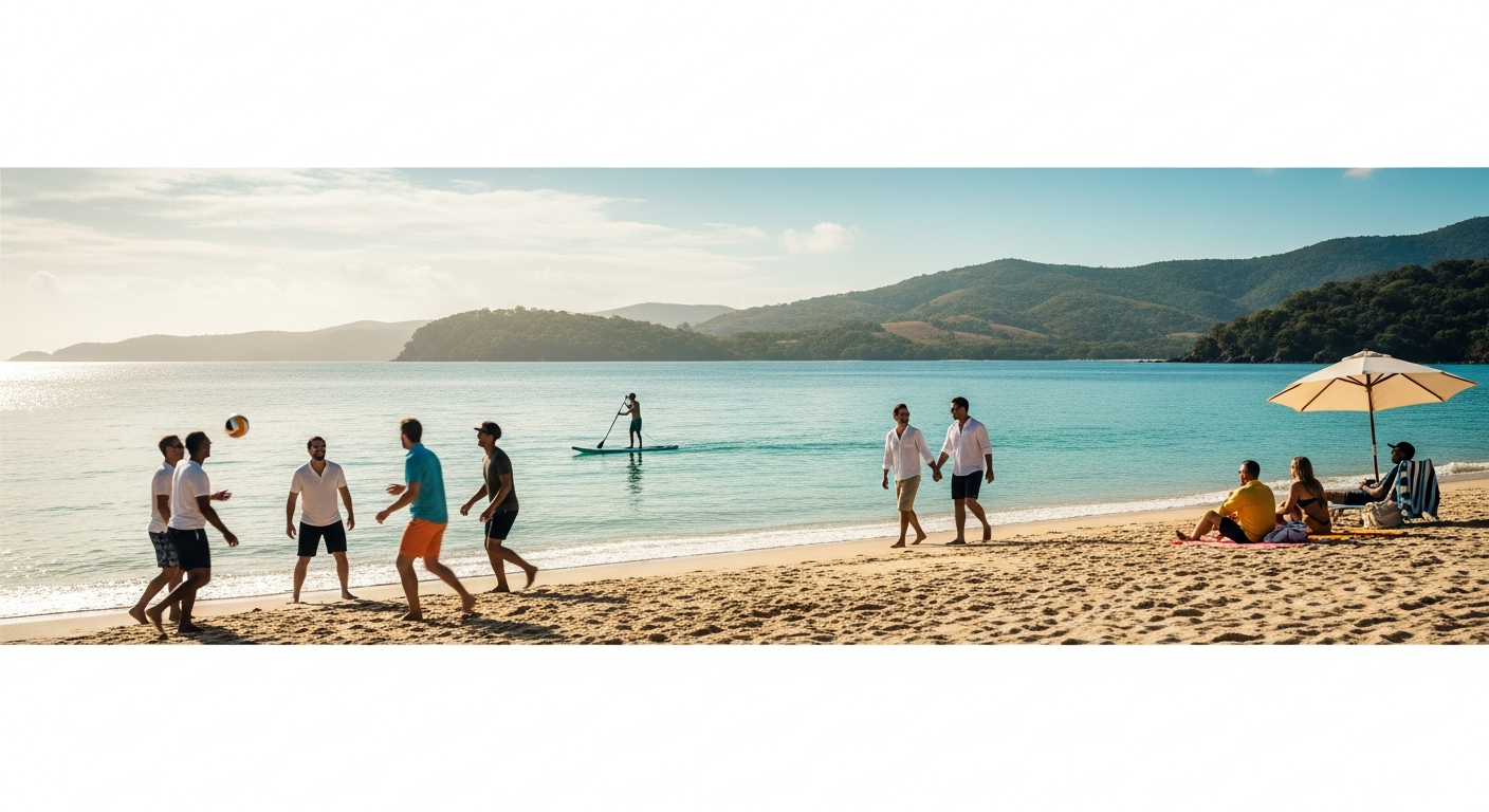 tourists enjoying beach activities