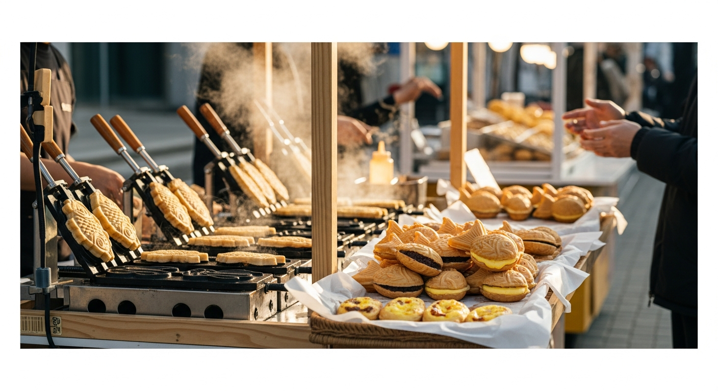 korean street food bungeoppang fish bread cart