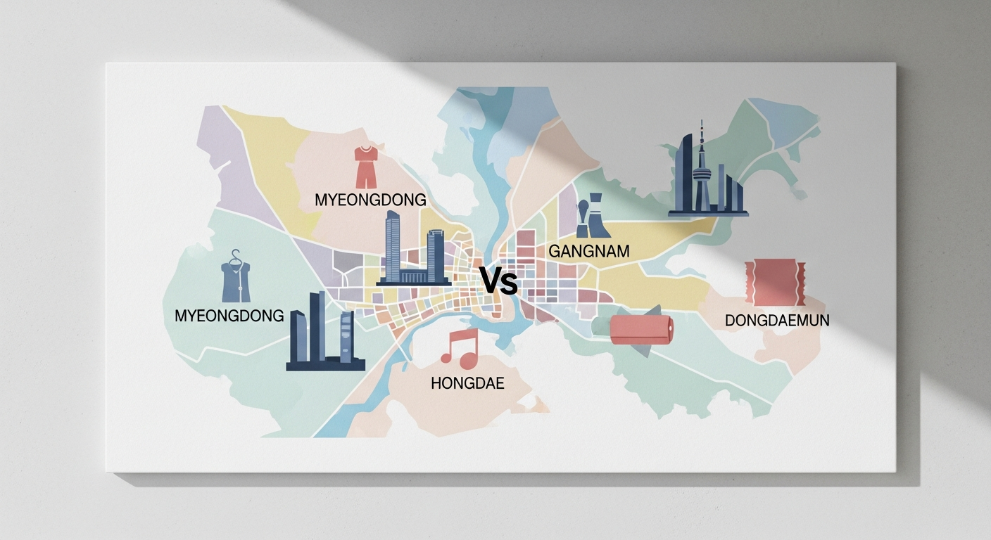 seoul shopping district comparison map