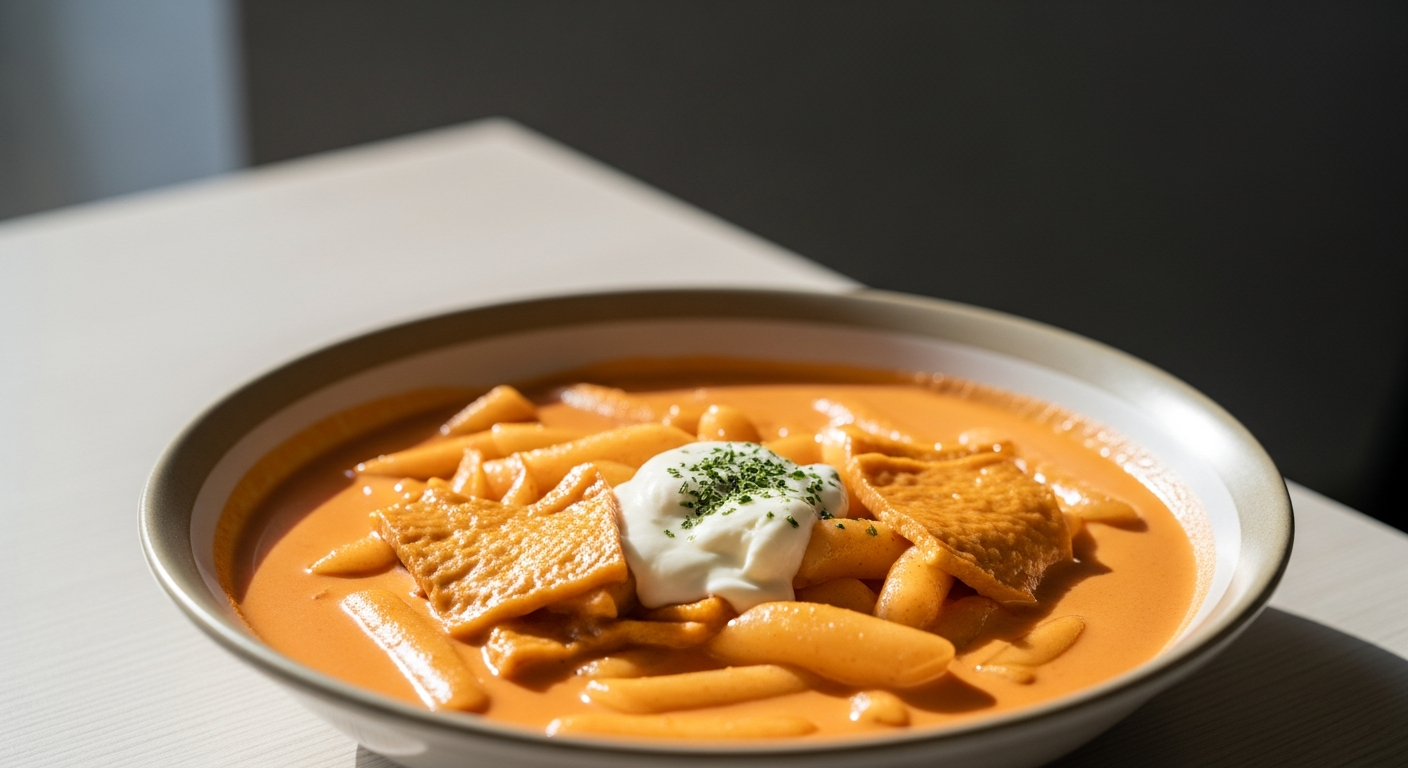 rose tteokbokki cream cheese variation