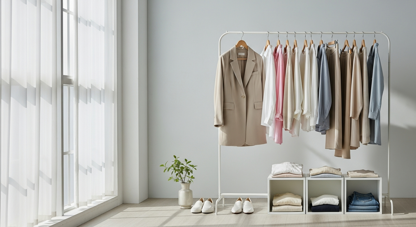 korean minimalist wardrobe capsule closet