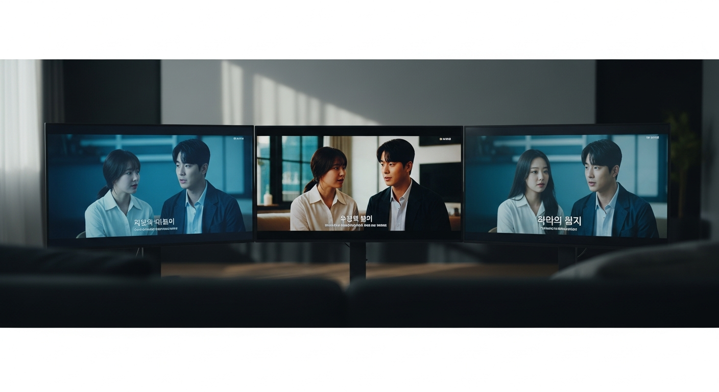 korean english subtitle translation comparison screen