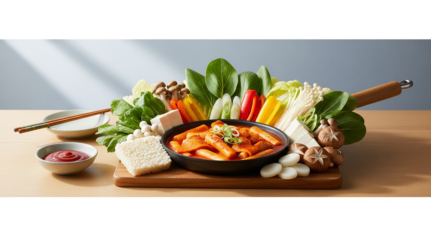 vegetarian tteokbokki cooking pan korean
