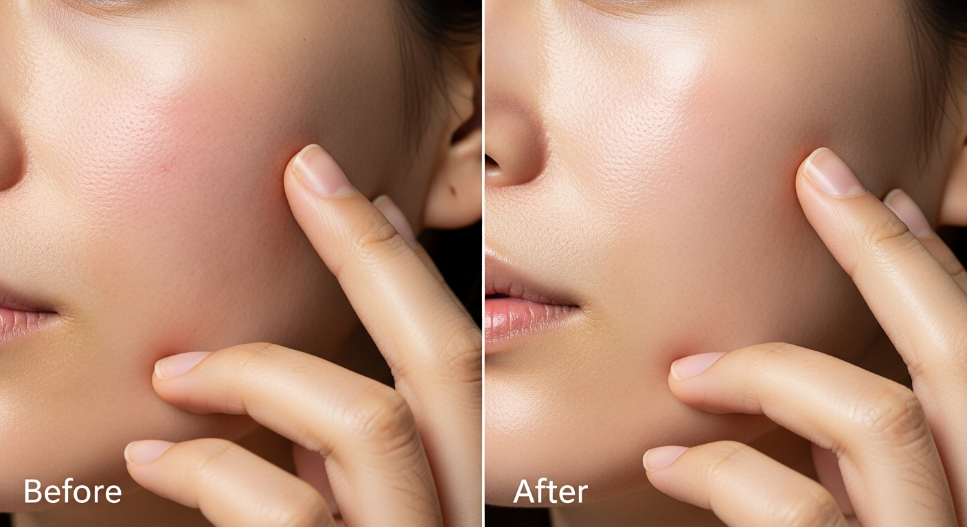 before after korean skincare sensitive skin