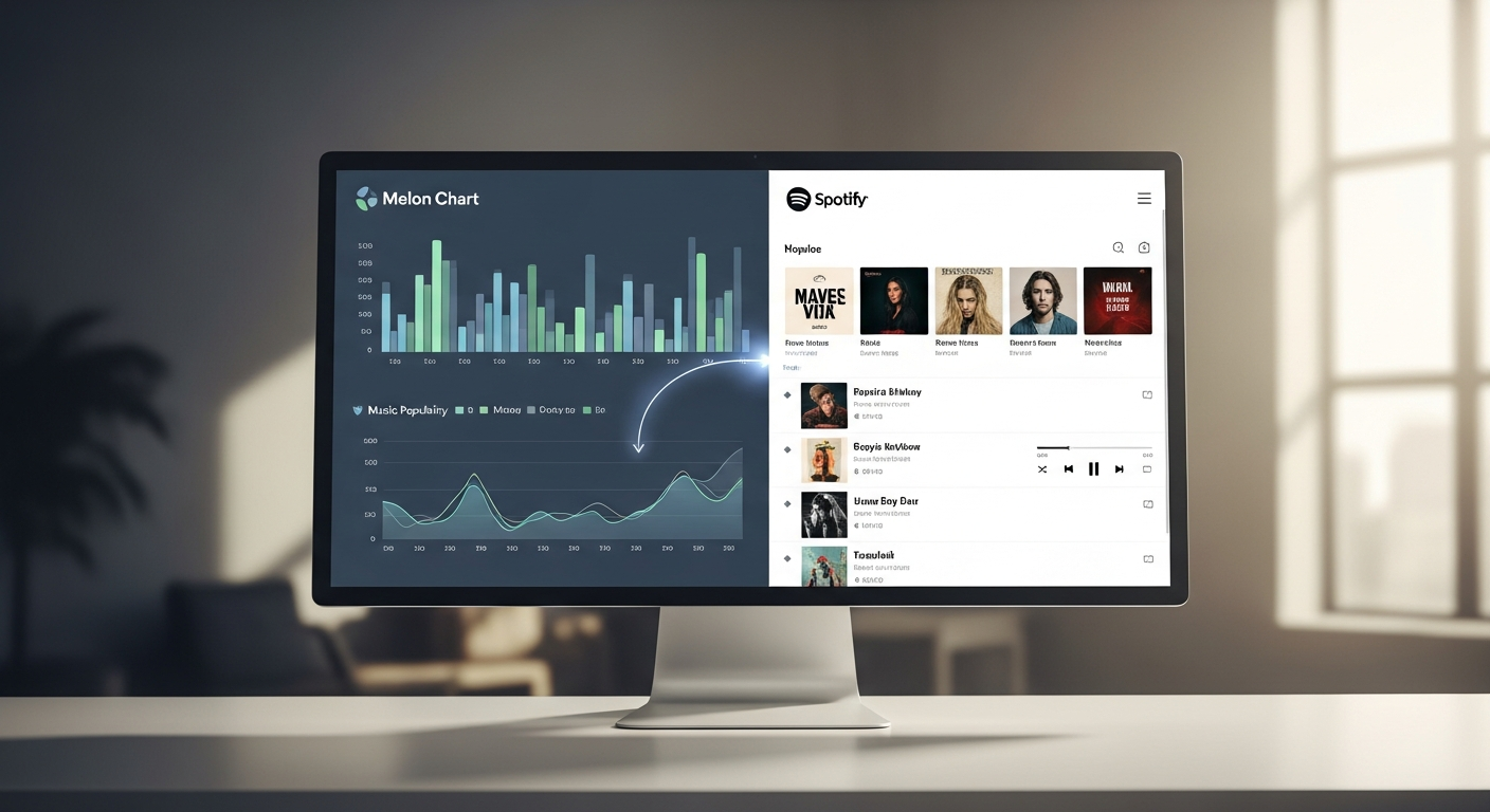 melon chart spotify comparison screen