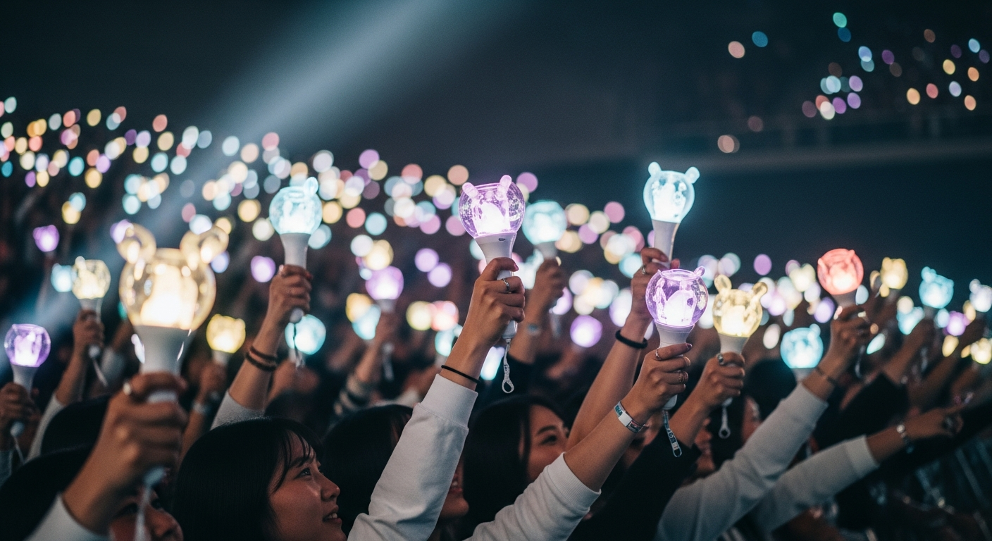 kpop fans cheering lightstick