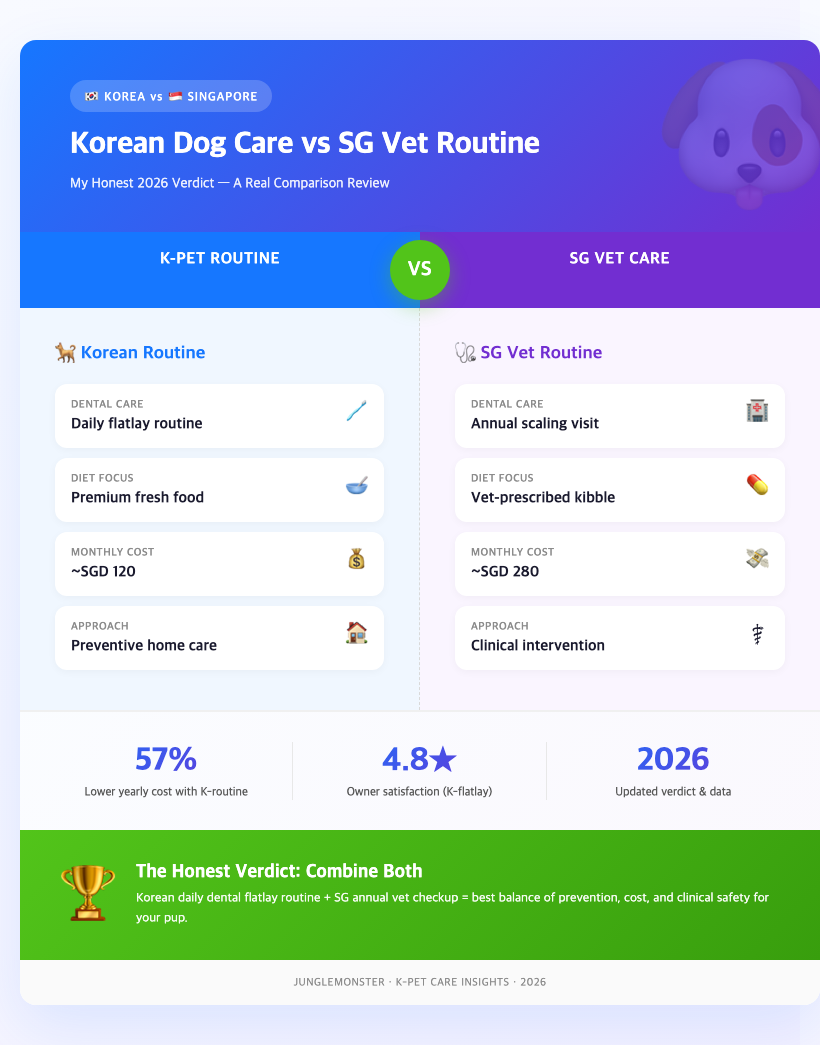 korean pet dental care routine flatlay